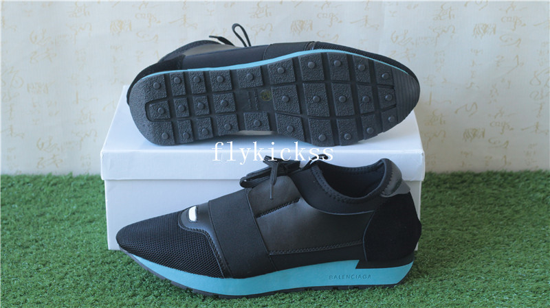 Balenciaga Race Runner Trainers Black Blue